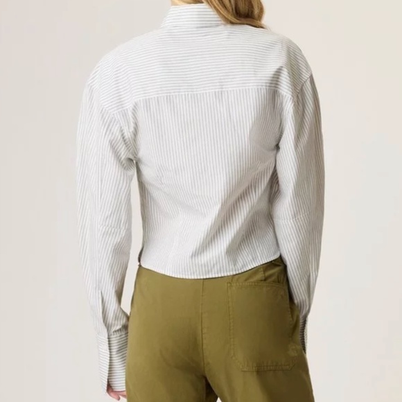 Rag & Bone Becca Poplin Stripe Shirt Moss Stripe - Picture 2 of 13